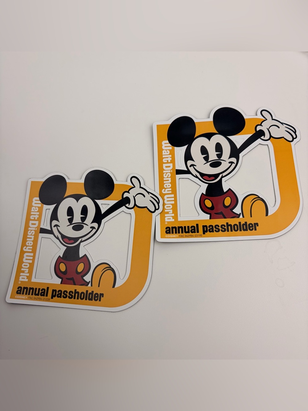 NEW WDW Mickey Mouse Annual Passholder Magnets x2 D018
